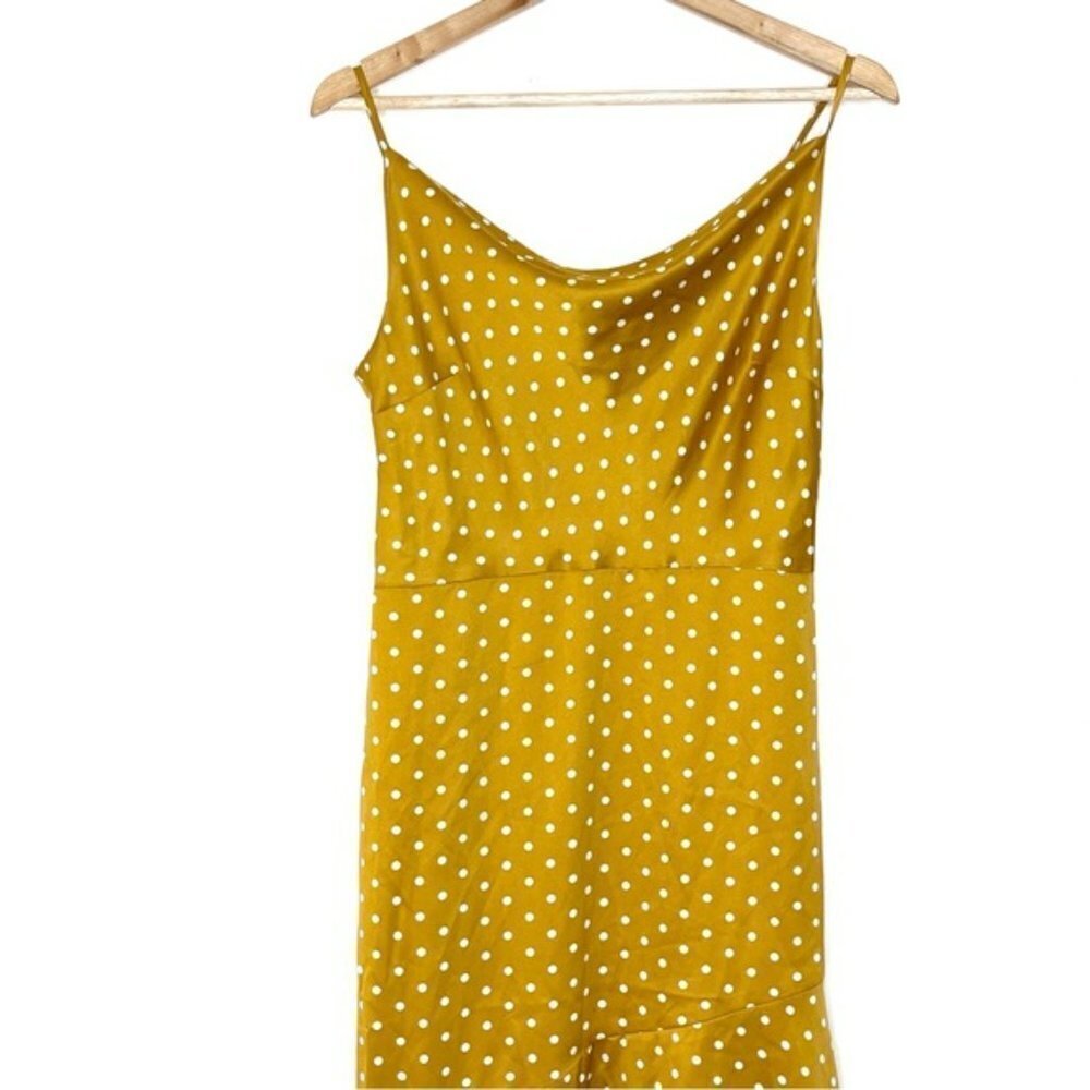 J.O.A. Yellow Polka Dots Satin Asymmetrical Dress US M - Picture 5 of 13